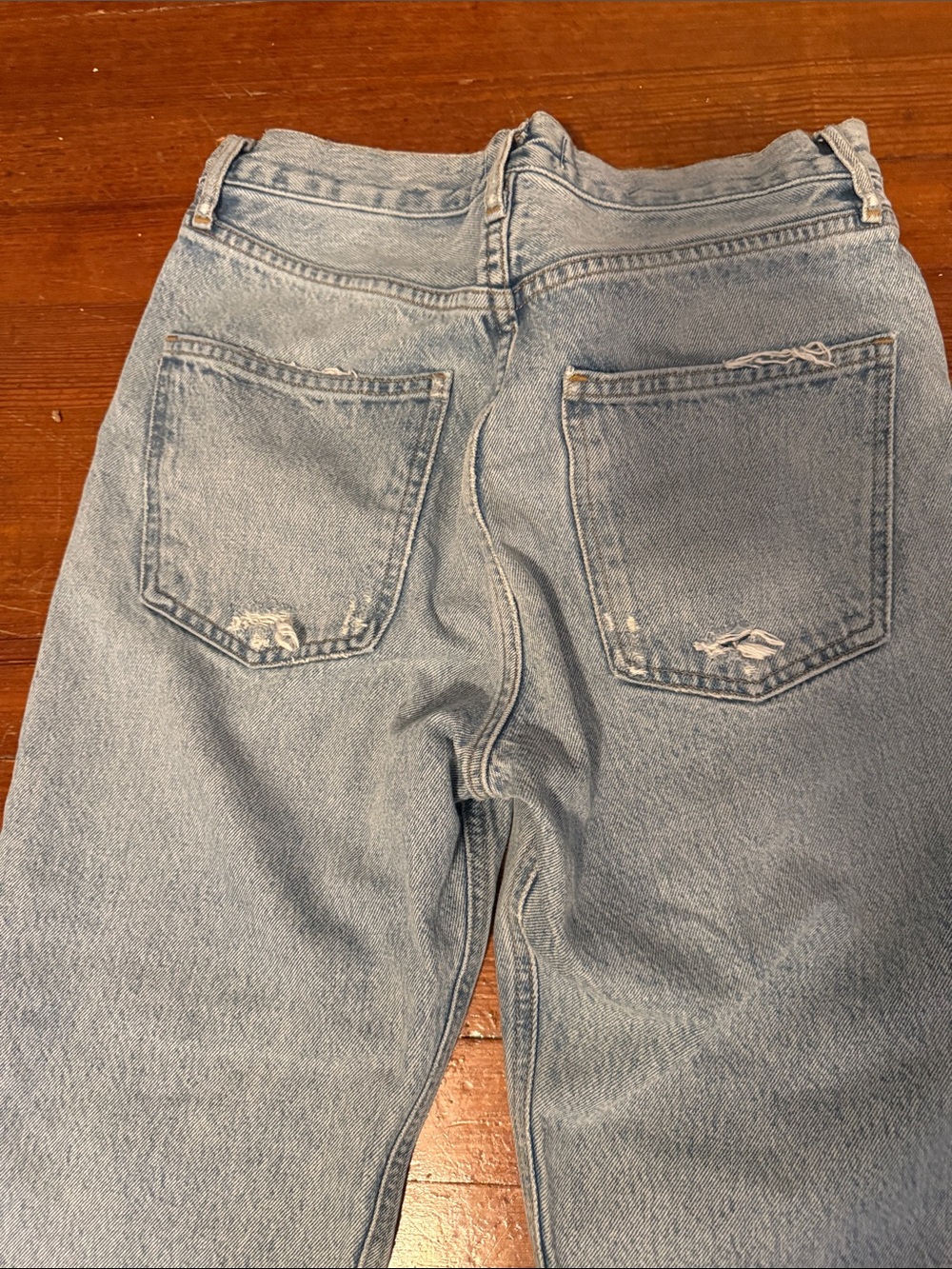 Agolde 90s Crop in Suspend Blue Organic Cotton Distressed Straight Jeans Size 25 - Picture 6 of 6